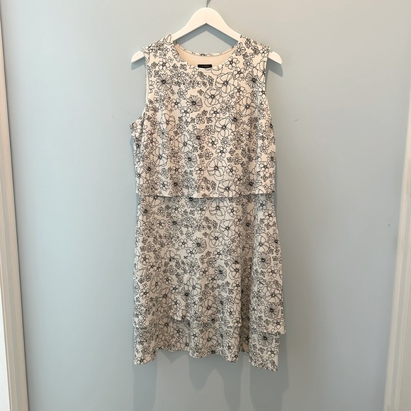 J. Jill Black and Cream Floral Midi Dress - Picture 1 of 4